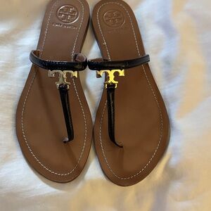 Tory Burch Black and Tan Women's Sandals